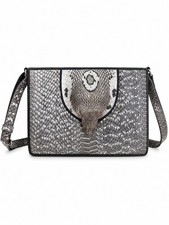 Vintage Genuine Snakeskin Shoulder Bag Cobra Head Detail Exotic Leather Purse