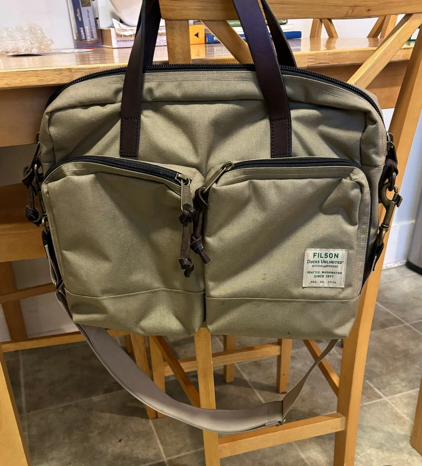 Filson Ducks Unlimited Dryden Briefcase - Dry Grass Tan Leather Trim - Image 3 of 4