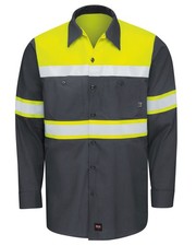 Red Kap Hi-Visibility Long Sleeve Color Block Ripstop Work Shirt - Type O,