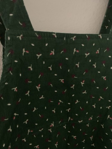 M Girls Vintage Cherokee Green Floral Corduroy Jumper Dress 80s 90s Retro Autumn - Picture 6 of 8