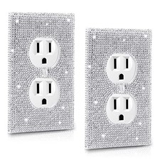 Outlet Covers.2 Pack Shiny Rhinestones Wall Plate Rhinestones Light Switch Cover