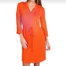 Muse dress T-shirt Drawstring waist causal Vibrant Tangerine Orange Shirt Dress