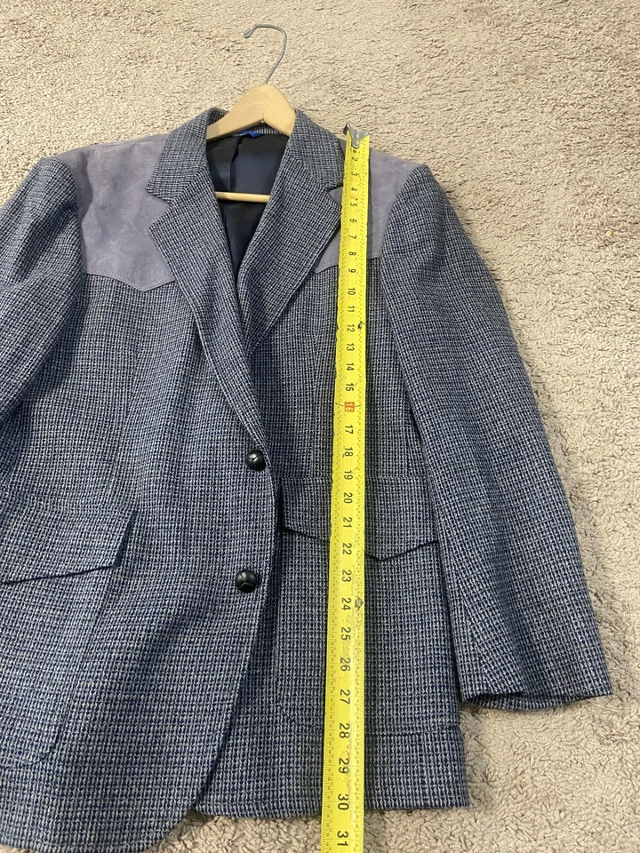 Pendleton Sport Coat Mens 42 Gray Wool Western Suede Yoke Elbow Patches USA - Image 2 of 4