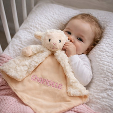 Personalised Baby Comforter Blanket, Cubbies Lamb Sheep Lovey,  New Baby Gift