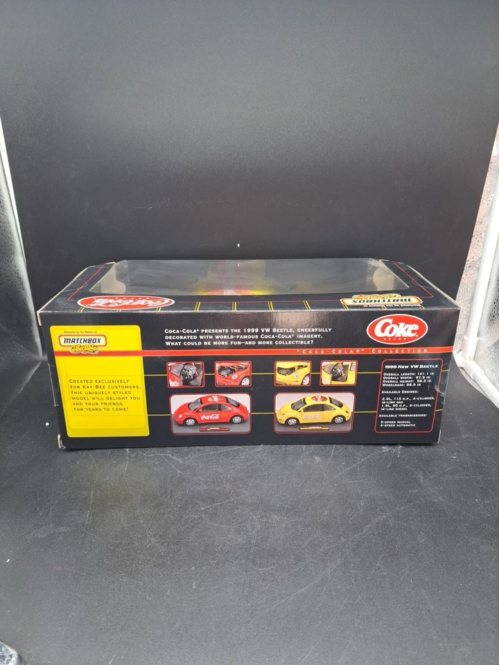 1999 Matchbox Volkwagen VW Beetle  Yellow Coca Cola 1/18 Large Scale 9" - Image 3 of 4