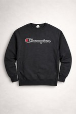 Champion Reverse Weave Sweatshirt Mens XL Crewneck Black Big Script Logo Fleece