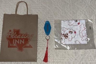 HARRY STYLES PLEASING INN KEYCHAIN AUSTIN  TEXAS SXSW AND HANDKERCHIEF & BAG