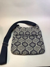 Thirty-One 31 Blue Geometric  Crossbody Waterproof Organizer 12 X 10" Bag Tote