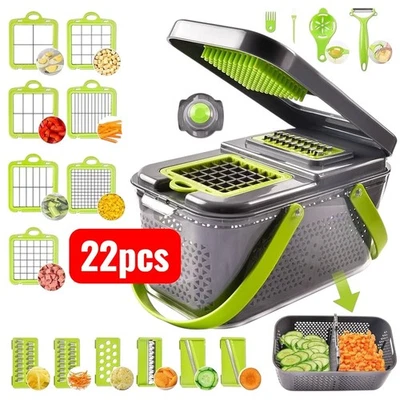22-in-1 Mandoline Vegetable Slicer Dicer Storage Container Multi function