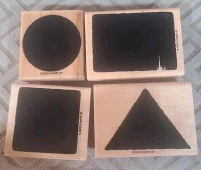 Stampin' Up Little Shapes Rubber Stamp 4pc Triangle Circle Square Rectangle 2000