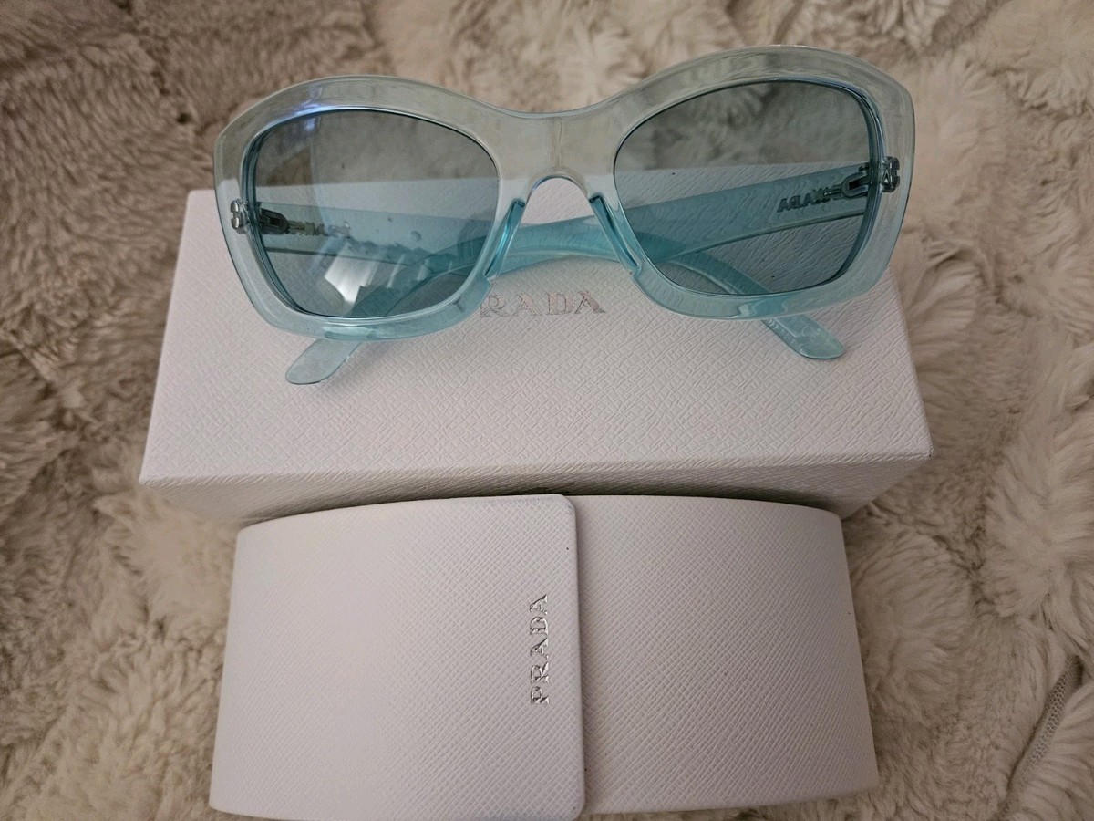 小物 Archive PRADA clear sunglasses blue Prada Sunglasses Blue Peacock Transparent Cat Eye PR19MS NIB