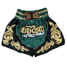 SHORTS MUAY THAI FIGHT KICKBOXING MULTI COLOR ELEPHANT SIZE M SATIN 24-28”