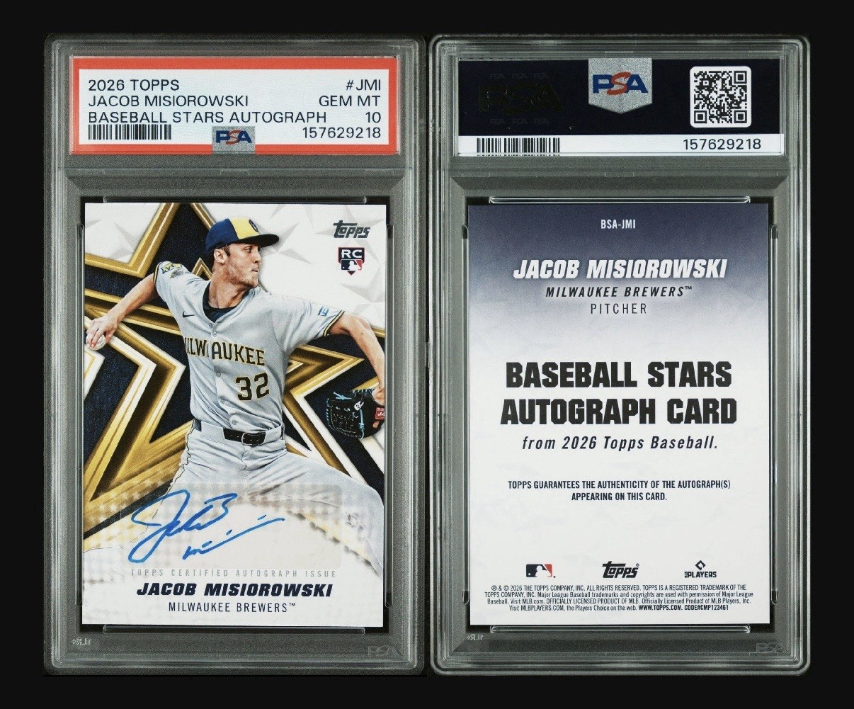 🔥2026 TOPPS BASEBALL STARS AUTO  JACOB MISIOROWSKI ROOKIE CARD 🔥PSA 10-POP 2🔥 view 3