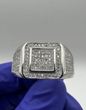 925 Sterling Silver Square CZ Pave Ring Size 11 5.8g Rhodium Plated  C138