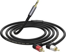3.5mm to RCA Cable 3.3FT, 90 Degree Right Angle 2RCA Male to 3.5mm TRS Male Y Sp