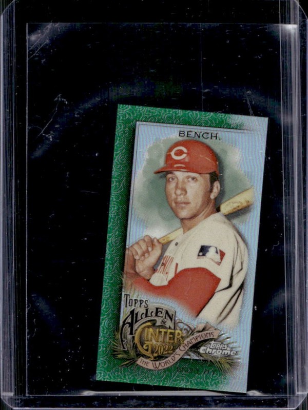 2022 Topps Allen & Ginter Chrome Johnny Bench Mini Green Refractor #/99 Reds