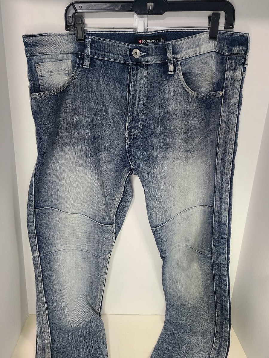 SouthPole Skinny White Tab size 38x32 Mens Blue Jeans with faded