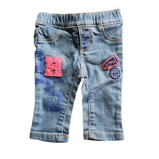 Tommy Hilfiger Baby Jeans Medium Blue Wash Denim w/ Patches Size 3-6 months
