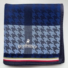 HANDKERCHIEF VINTAGE BLUE HOUNDSTOOTH PLAIN COTTON MEN'S POCKET SQUARE 18" B0093