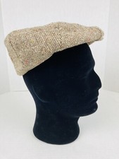 United Hatters Cap Millinery Union Newsboy Brown Tweed Hat Snap VTG Size Small