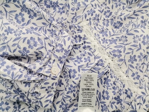 M&Co T. 12 (38) Blu Blusa Abbottonata Cotone 100% Manica 3/4 Ricamo in Pizz - Foto 5 di 5