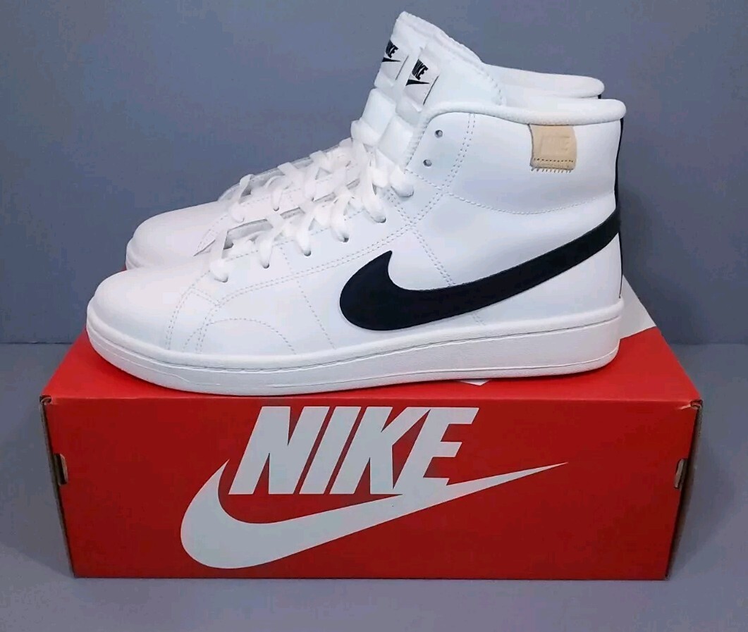 Men's Nike Court Royale 2 Mid Sneakers White/Black Onyx, Size 10, NEW thumbnail 2