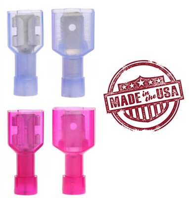 MVP 200 Pcs Fully Insul Nylon Male & Female 1/4'' Quick Connect Terminal Red Blue