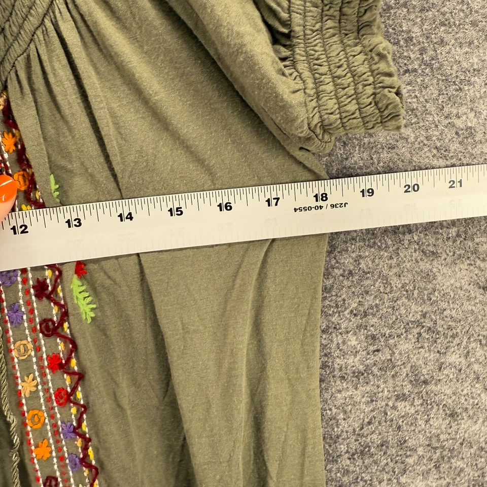 American Rag Cie Blouse Women S Small Gray Floral Embroidered V-Neck Tasseled - Image 4 of 4