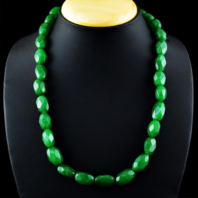 Ruby, Emerald & Sapphire Earth Mined Oval Shape Faceted Beads Handmade Necklace