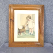 Bessie Pease Gutmann "The Reward" Framed Vintage Art Print 23"H x 19"W Plexiglas