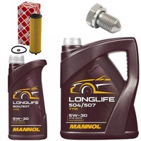 MotoröL Filter Set Mannol 5W30 API SN 6 Liter + Schraube FüR Skoda Superb VW 2.0