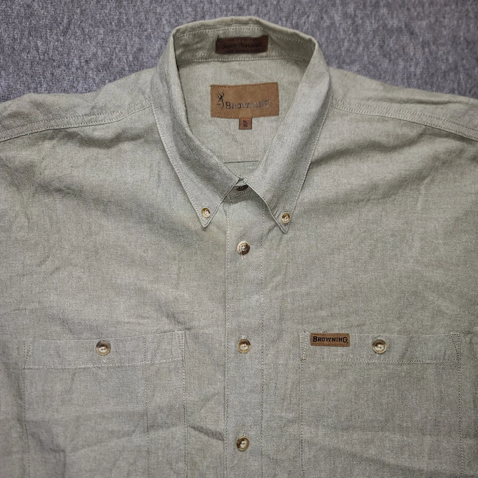 Рубашка коричневая мужская размер XL с длинным рукавом на пуговицах спереди охотничий логотип для улицы - Изображение 3 из 4