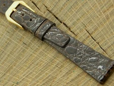 Vintage Stylecraft Brown Crocodile NOS Unused Watch Band w Gold Tone Buckle 13mm