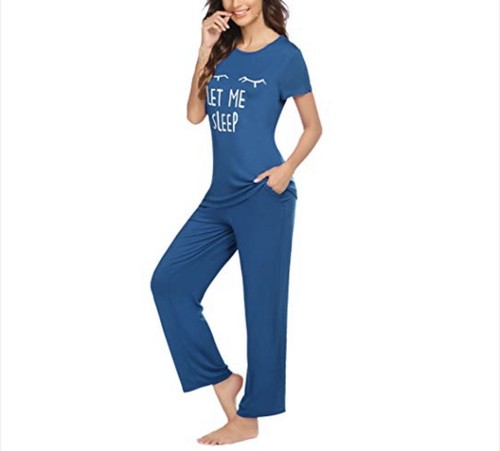 Ekouaer Women's Sleepwear Soft Comfy 2 Piece Pajama Set Let Me Sleep Size L - Picture 11 of 12