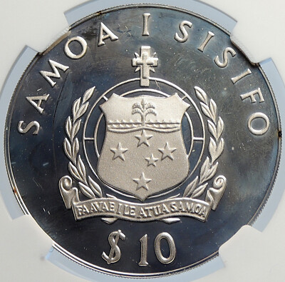 1980 SAMOA UK British WILHELM SOLF Old Proof Silver $10 Tala Coin