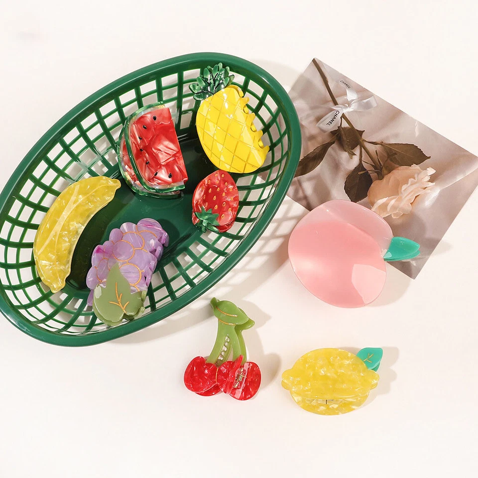 Fermagli Per Capelli In Acetato Per Donne E Ragazze Design Carino Di Frutta ☆ - Imagen 2 de 4