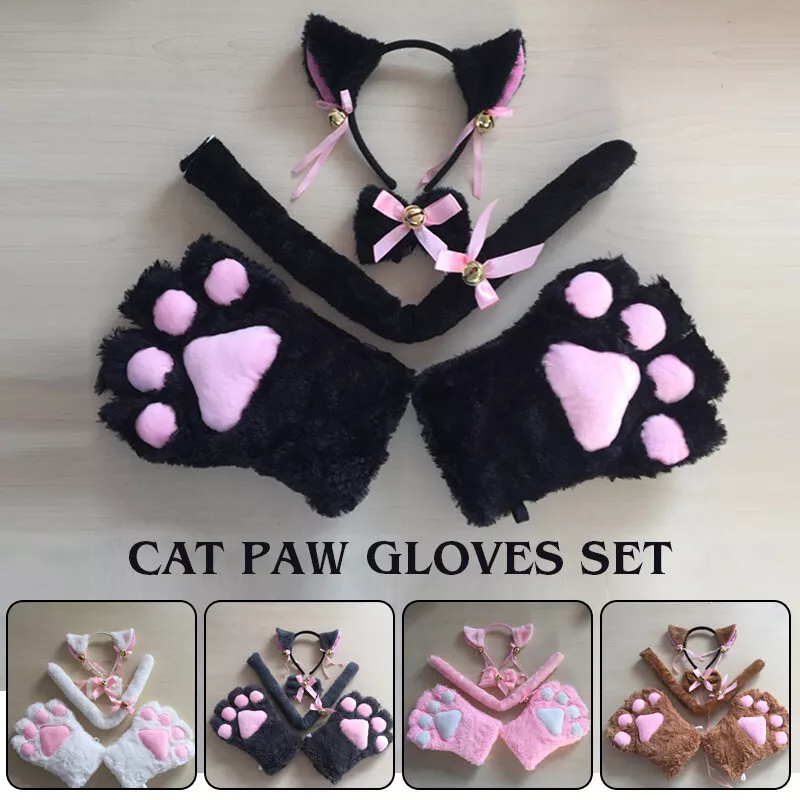 1 Pair Furry Paw Gloves Cat Girls Cosplay Accessory Kawaii Plush Wolf Paws