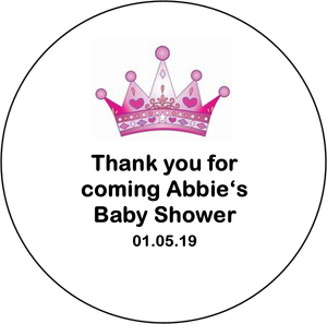 48 Personalised Baby Shower Stickers Labels Favours Girl Princess
