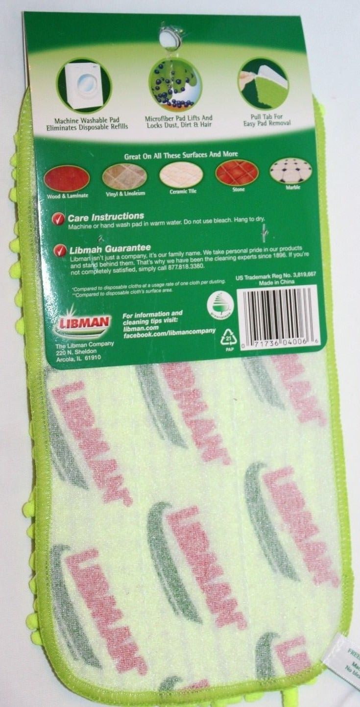 Libman Freedom Microfiber Fingers Cleaning Pad Floor Duster 