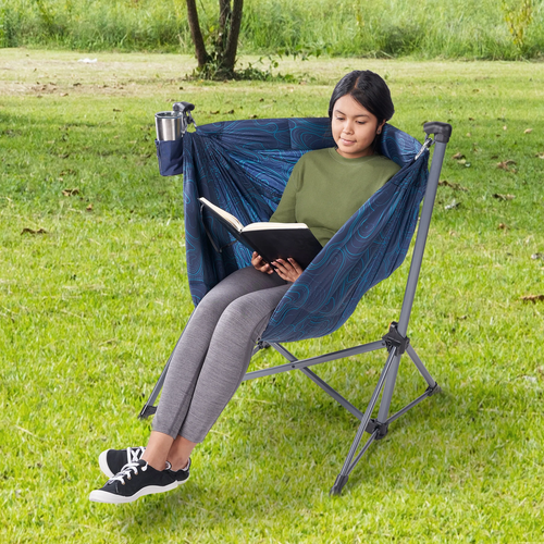 Portable Hammock Camping Chair, Nylon, Blue - Picture 7 of 12