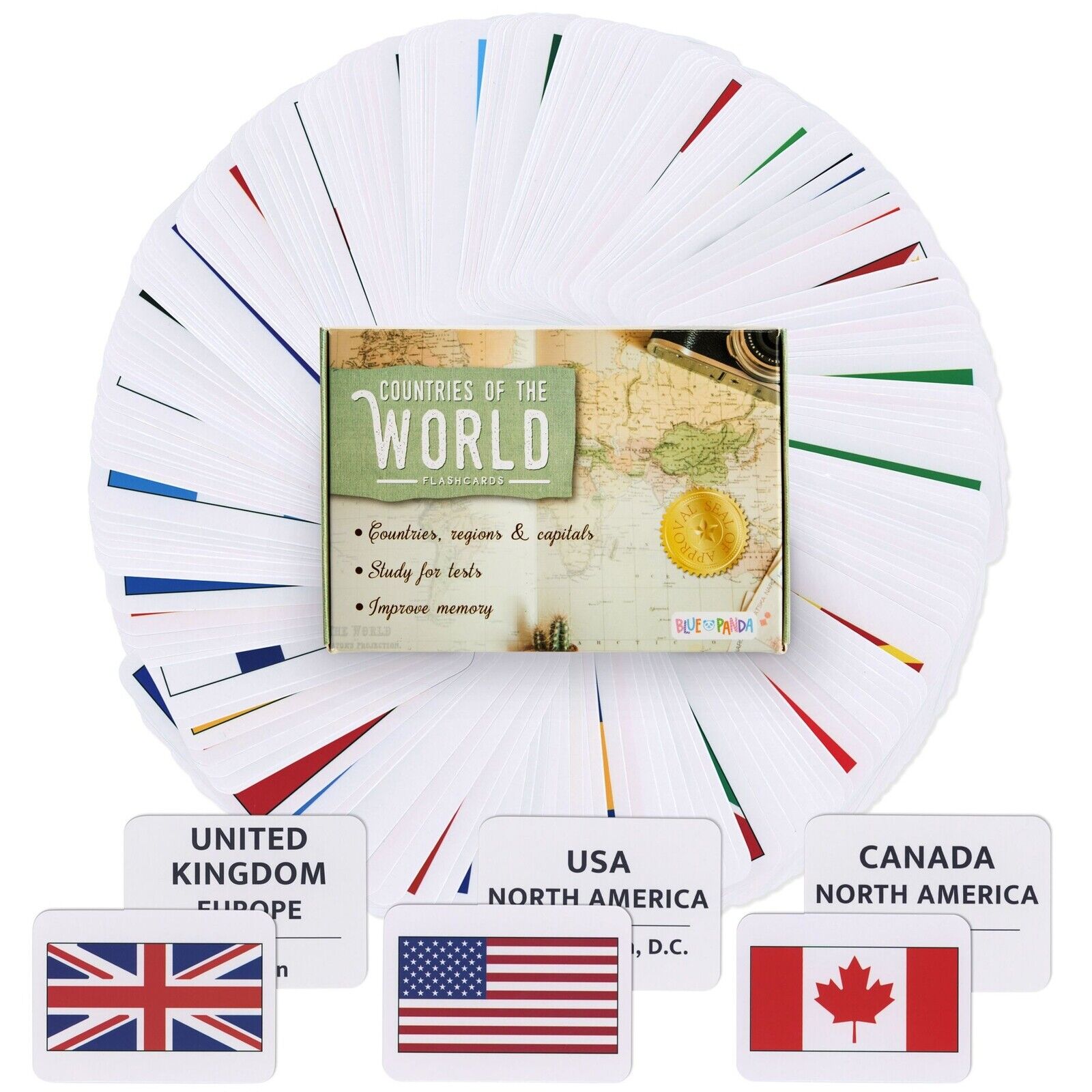 100 PICS Flags of The World Travel Game - Geography Flash Card Quiz