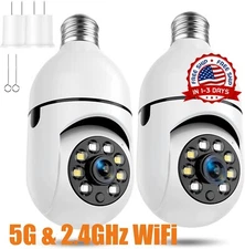 360° 1080P Camara De Seguridad Con Bombilla Vision Nocturna a Color 2.4G&5G WiFi