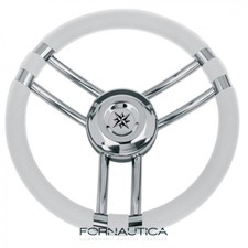 VOLANTE BARCA GOMMONE 3 RAZZE INOX E POLIURETANO COLORE BIANCO Ø 35 CM - T21W
