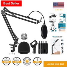 Heavy-Duty Mic Stand for Blue Yeti - Windscreen - Dual Layered Pop Filter