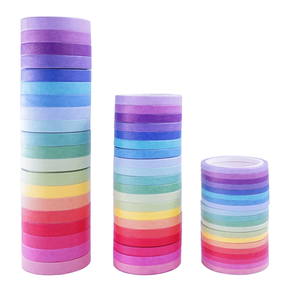 Juego de 60 rollos de cinta delgada de 3 mm/5 mm/8 mm cinta decorativa para niños cinta para álbumes de recortes Foto 2 de 4