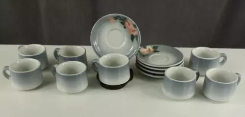 Vintage Lot Restaurant JACKSON CHINA Coffee Cups & Saucers Hibiscus Pattern