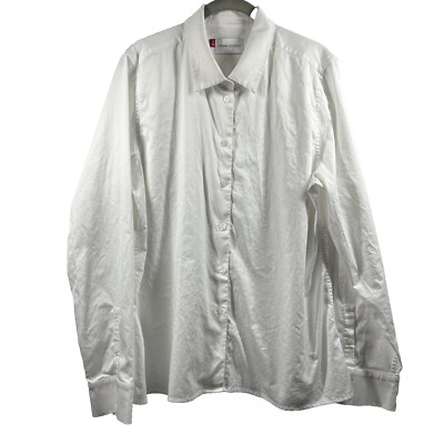 Misha Nonoo Women's Blouse Size 18 Solid White Career Button Up Long Sleeve