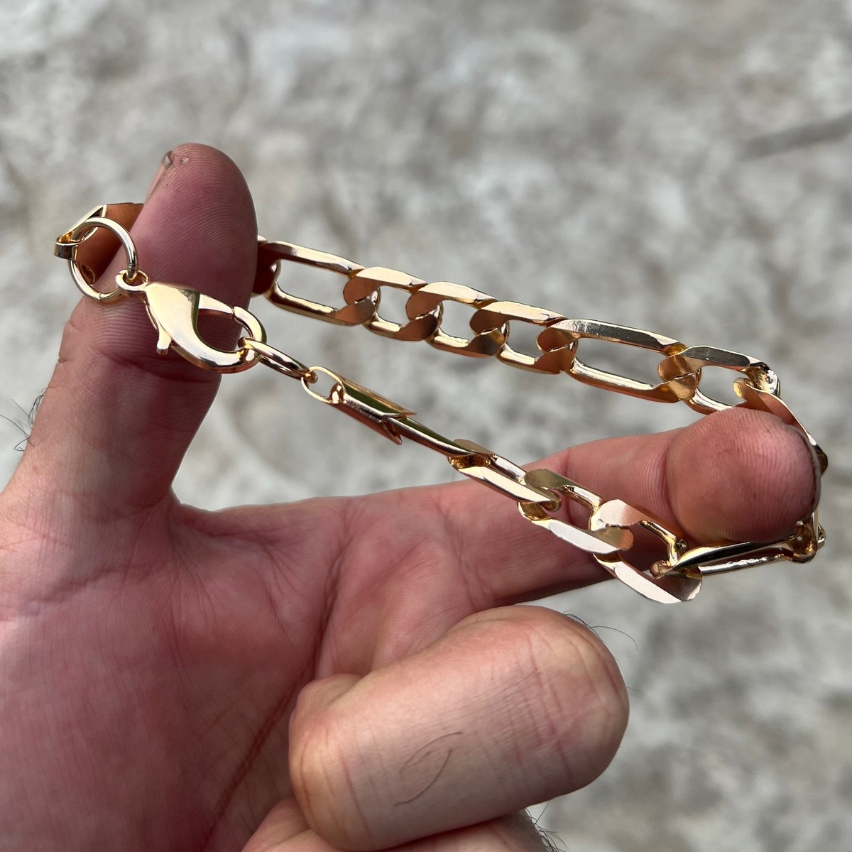 Men's 14K Gold Plated Figaro Hip Hop Bracelet 10