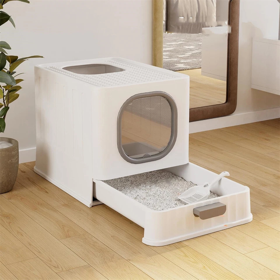 Katzentoilette Katzenklo mit Hauben Toilette Katzen WC mit Deckel 48x35x38 cm - Bild 1 von 4