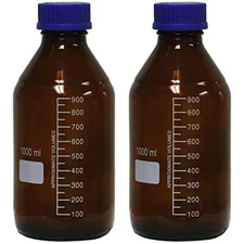Karter Scientific 1000ml, Amber, Glass Round Media Storage Bottle (Pack of 2)